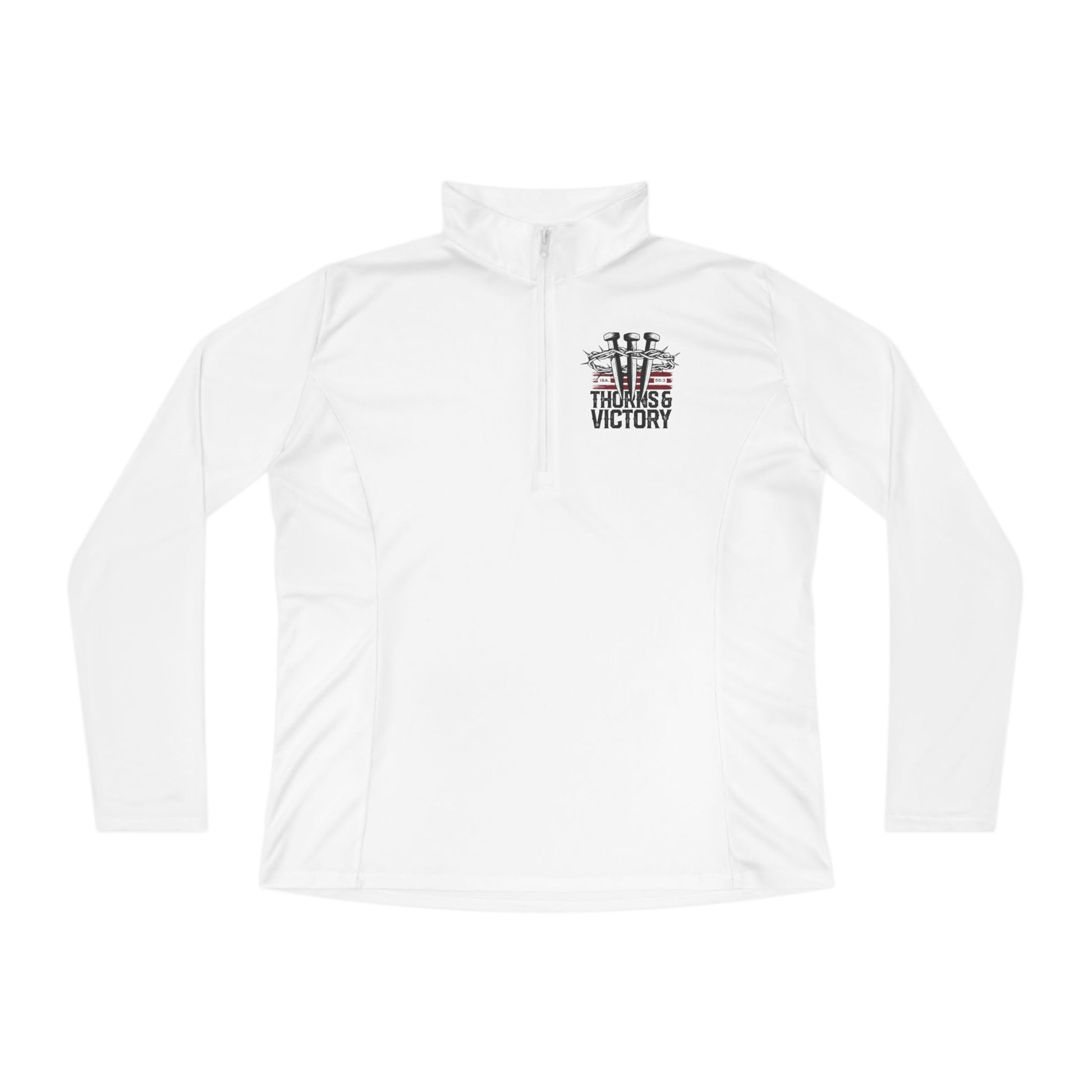 "Thorns & Victory" Unisex Ladies Quarter-Zip Pullover - The Shield of Light