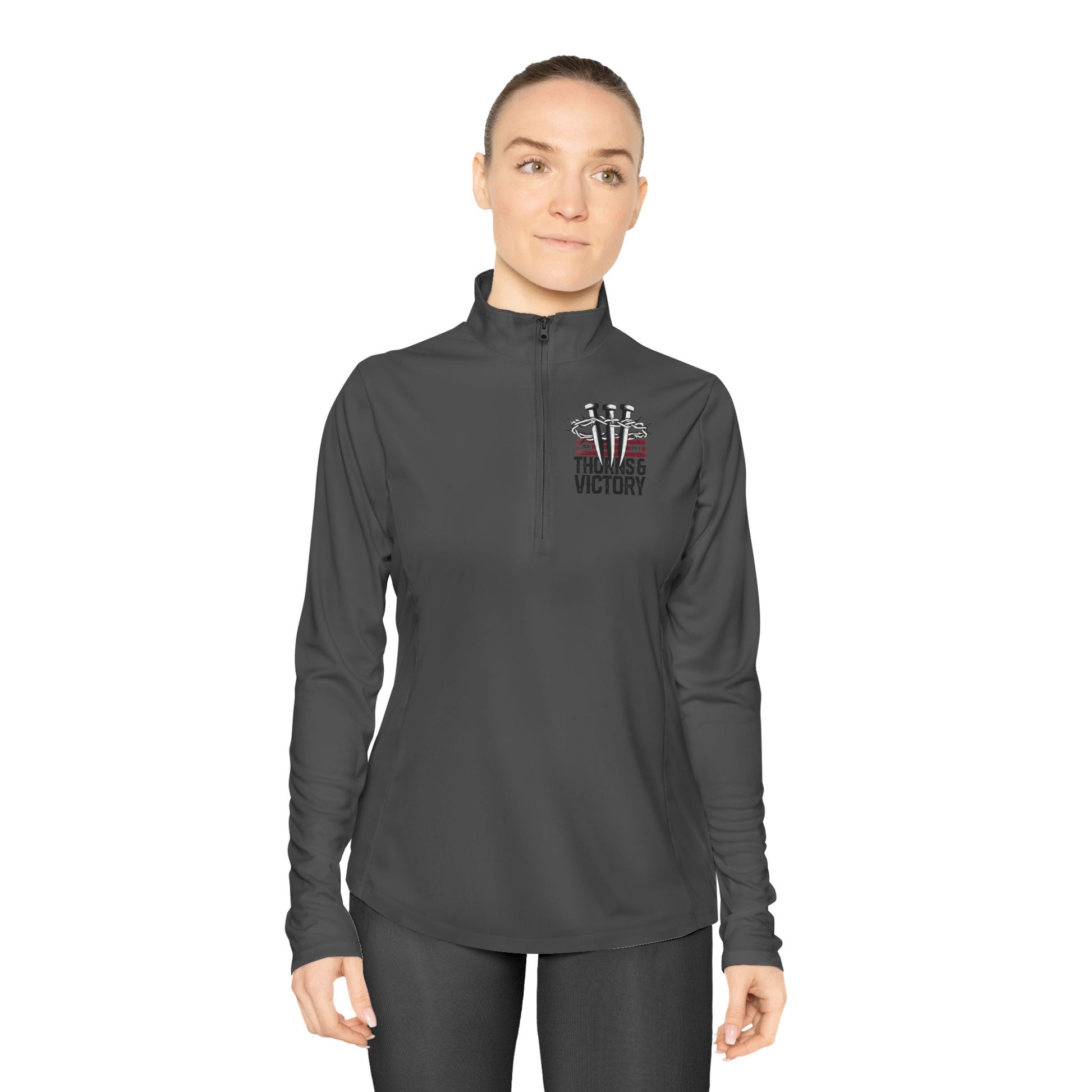 "Thorns & Victory" Unisex Ladies Quarter-Zip Pullover - The Shield of Light