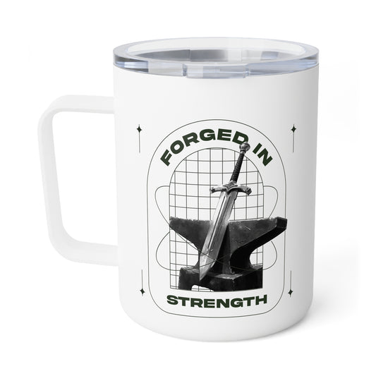 "Forged In Strength" Unisex Insulated Coffee Mug, 10oz - The Shield of Light