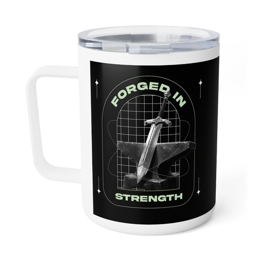"Forged In Strength" Unisex Insulated Coffee Mug, 10oz - The Shield of Light