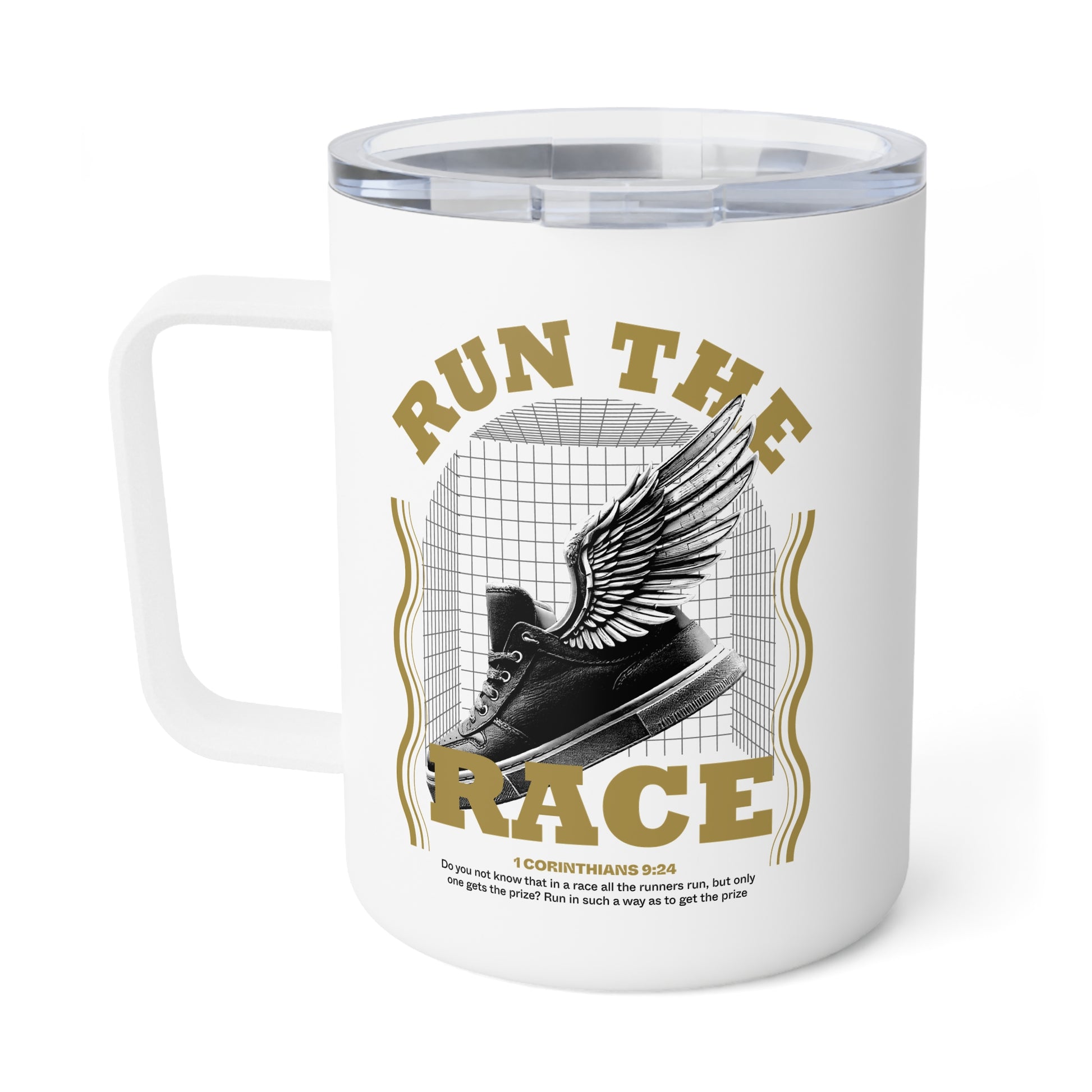 "Run The Race" Unisex Insulated Coffee Mug, 10oz - The Shield of Light