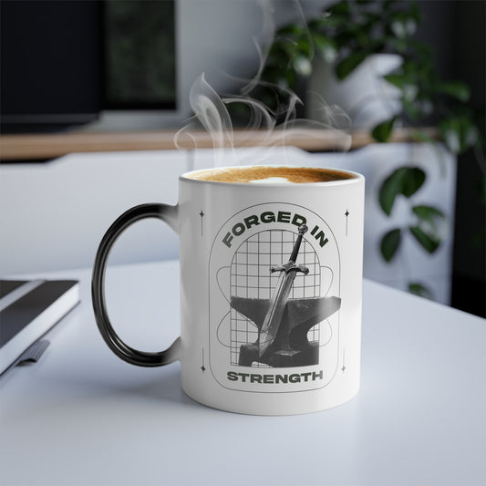 "Forged In Strength" Unisex  11oz Coffee Color Morphing Mug - The Shield of Light