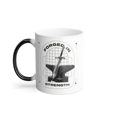 "Forged In Strength" Unisex  11oz Coffee Color Morphing Mug - The Shield of Light