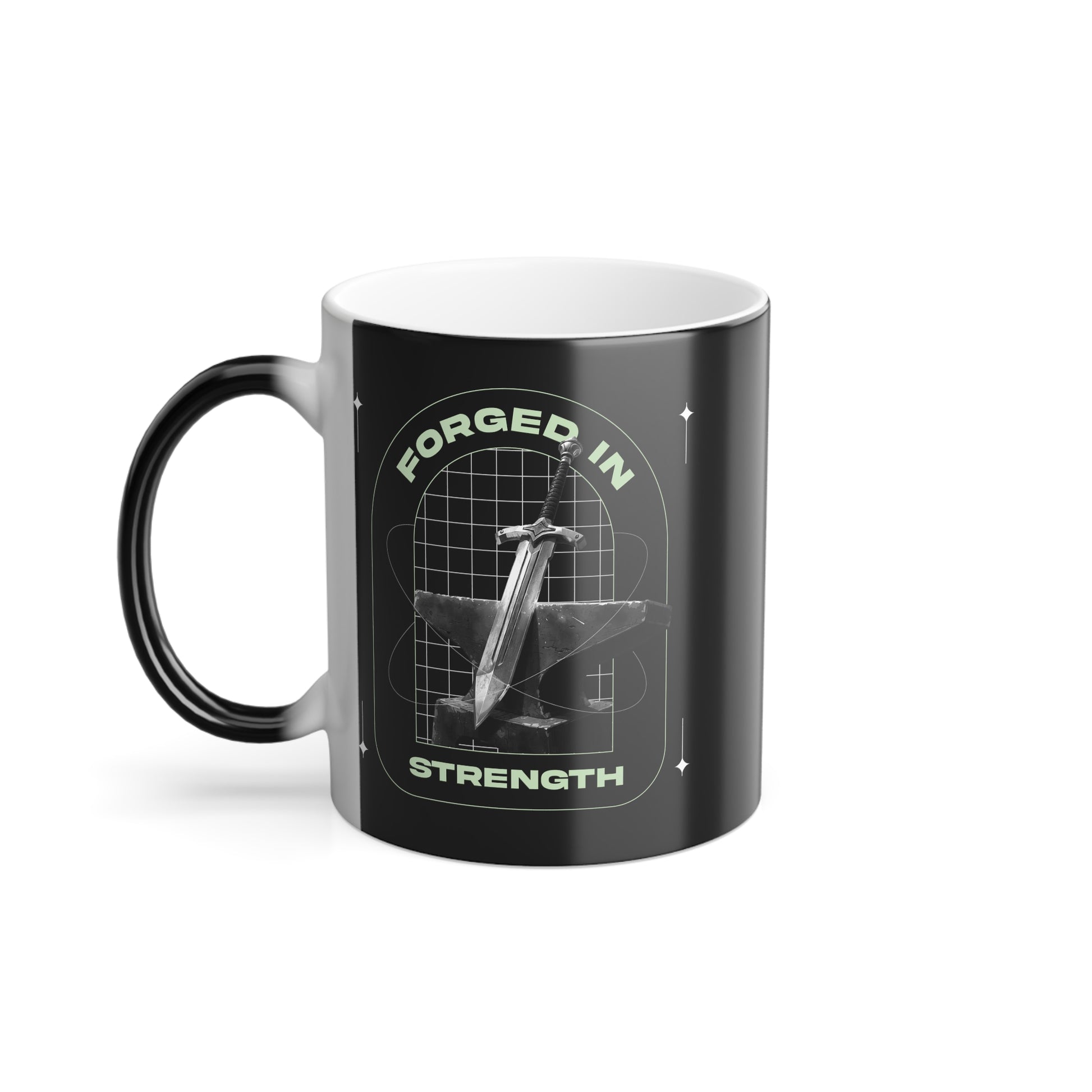 "Forged In Strength" Unisex  11oz Coffee Color Morphing Mug - The Shield of Light