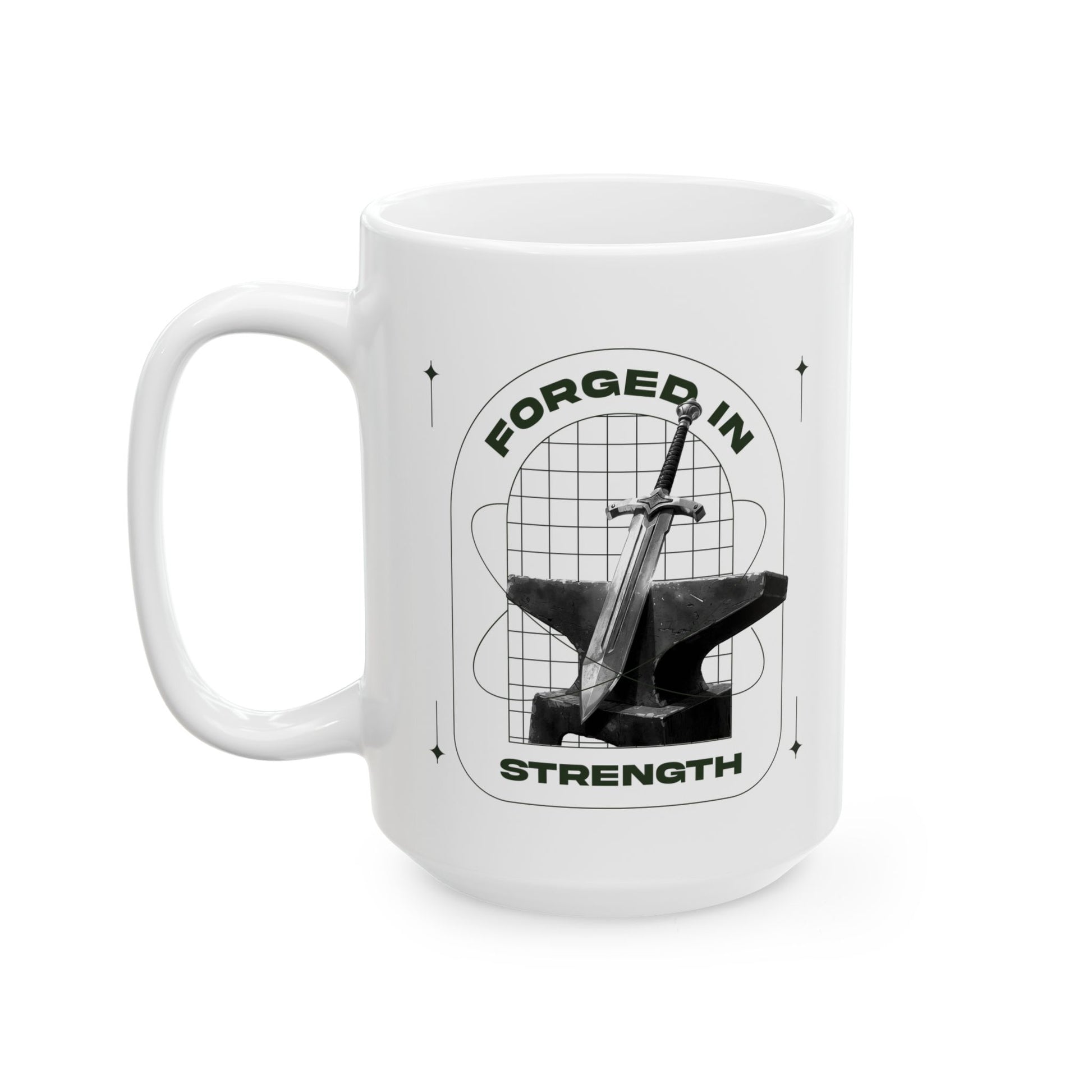 "Forged In Strength" Unisex Ceramic Mug  11oz/15oz, - The Shield of Light