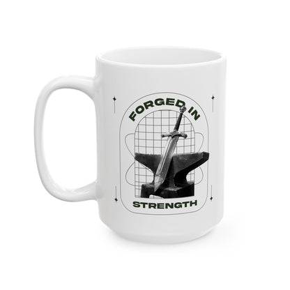 "Forged In Strength" Unisex Ceramic Mug  11oz/15oz, - The Shield of Light