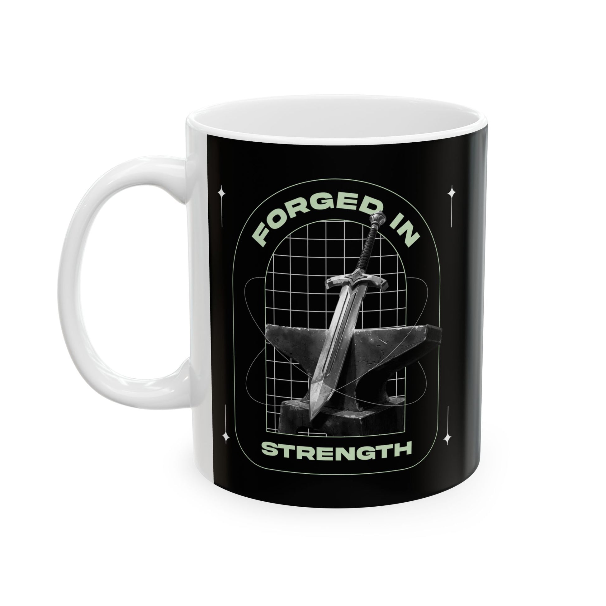"Forged In Strength" Unisex Ceramic Mug  11oz/15oz, - The Shield of Light