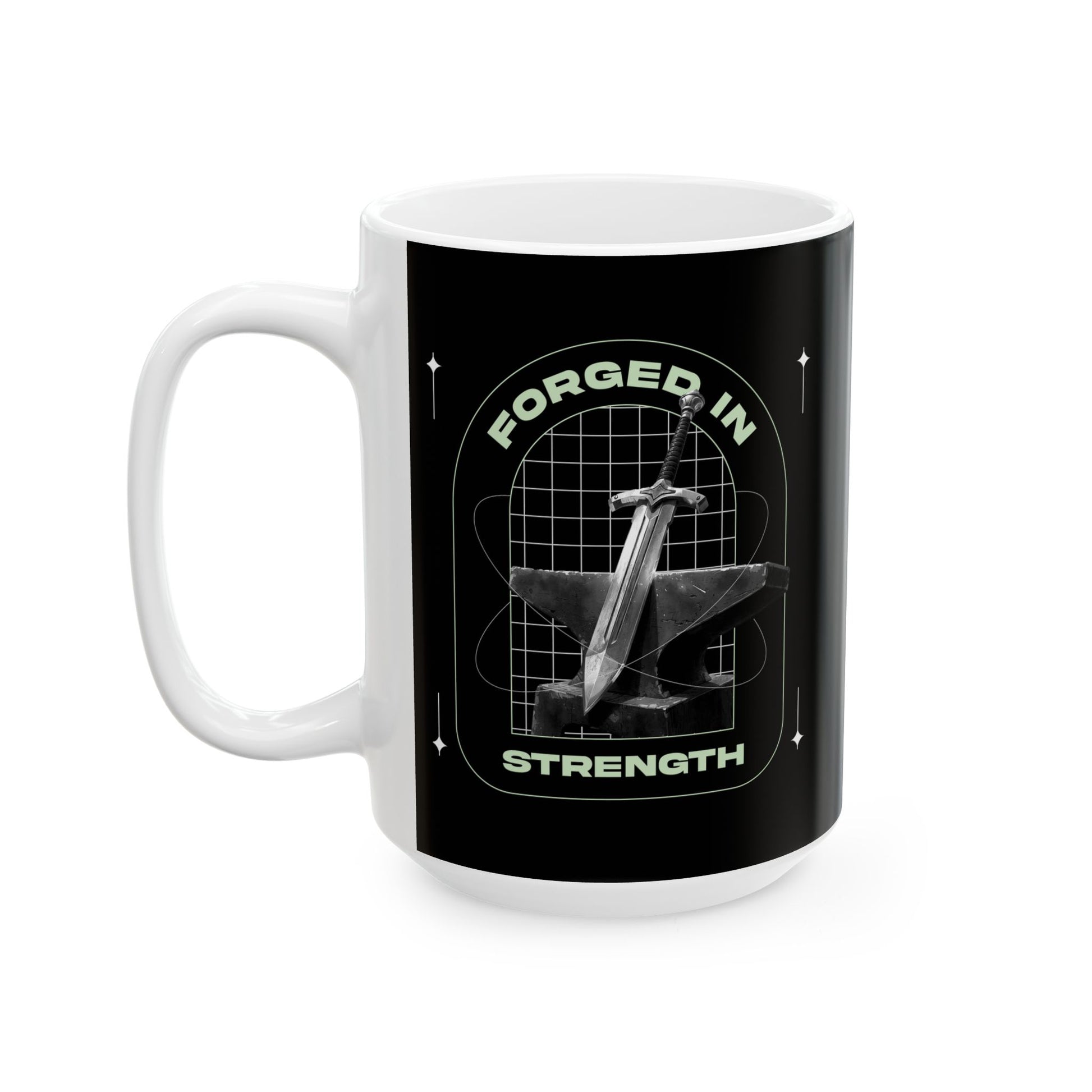 "Forged In Strength" Unisex Ceramic Mug  11oz/15oz, - The Shield of Light