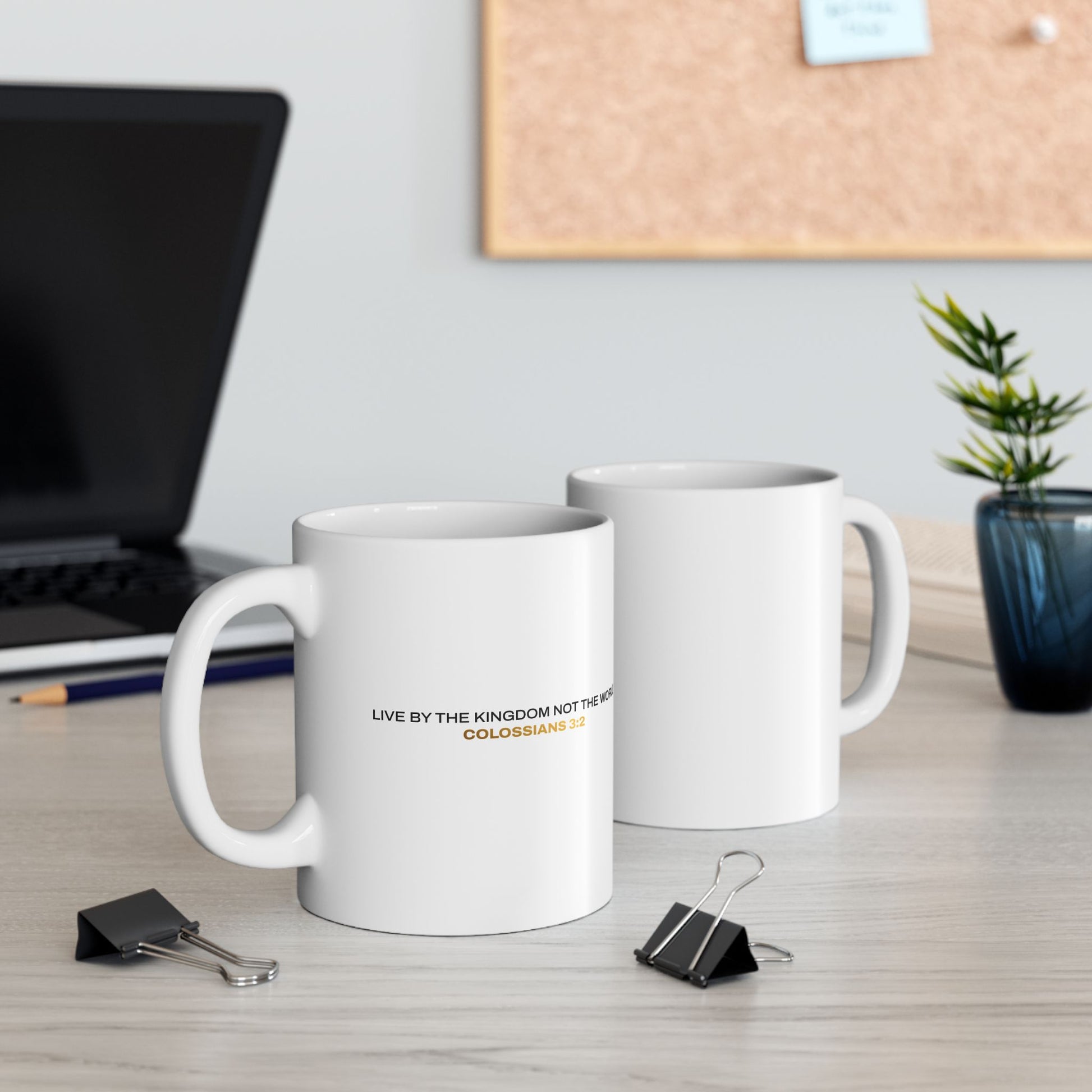 "Live By the Kingdom Not the World Colossians 3:2" Unisex Ceramic Mug  11oz/15oz, - The Shield of Light