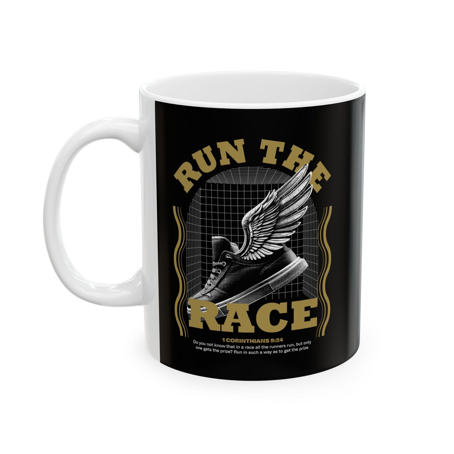"Run The Race" Unisex Ceramic Mug  11oz/15oz, - The Shield of Light