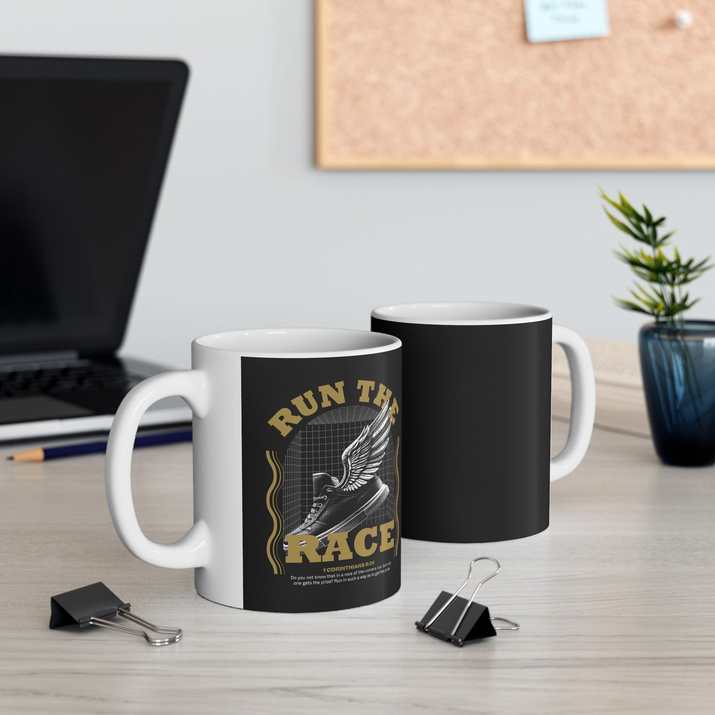 "Run The Race" Unisex Ceramic Mug  11oz/15oz, - The Shield of Light
