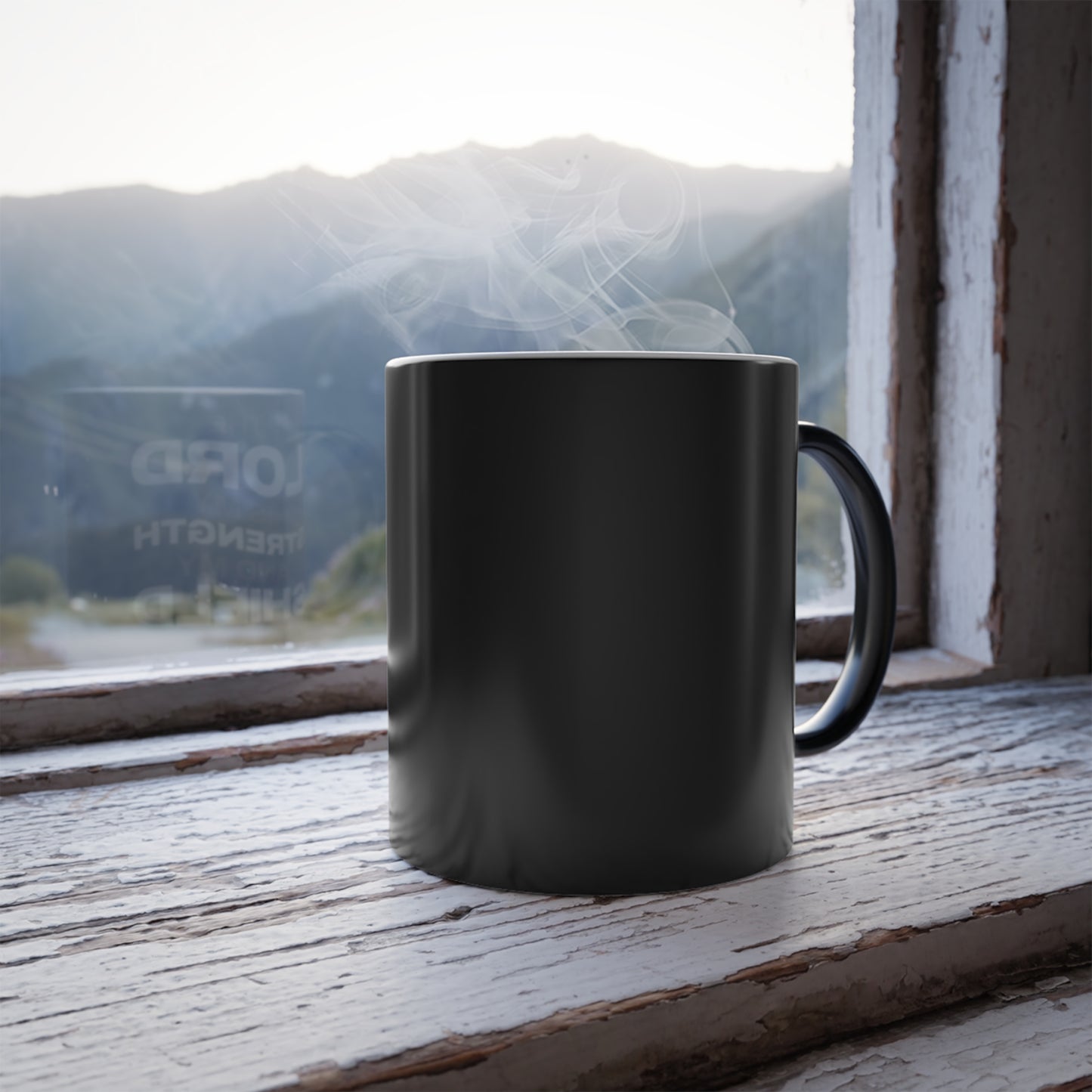 "The Lord Is My Strength and My Shield Psalm 28:7" Unisex  11oz Coffee Color Morphing Mug - The Shield of Light