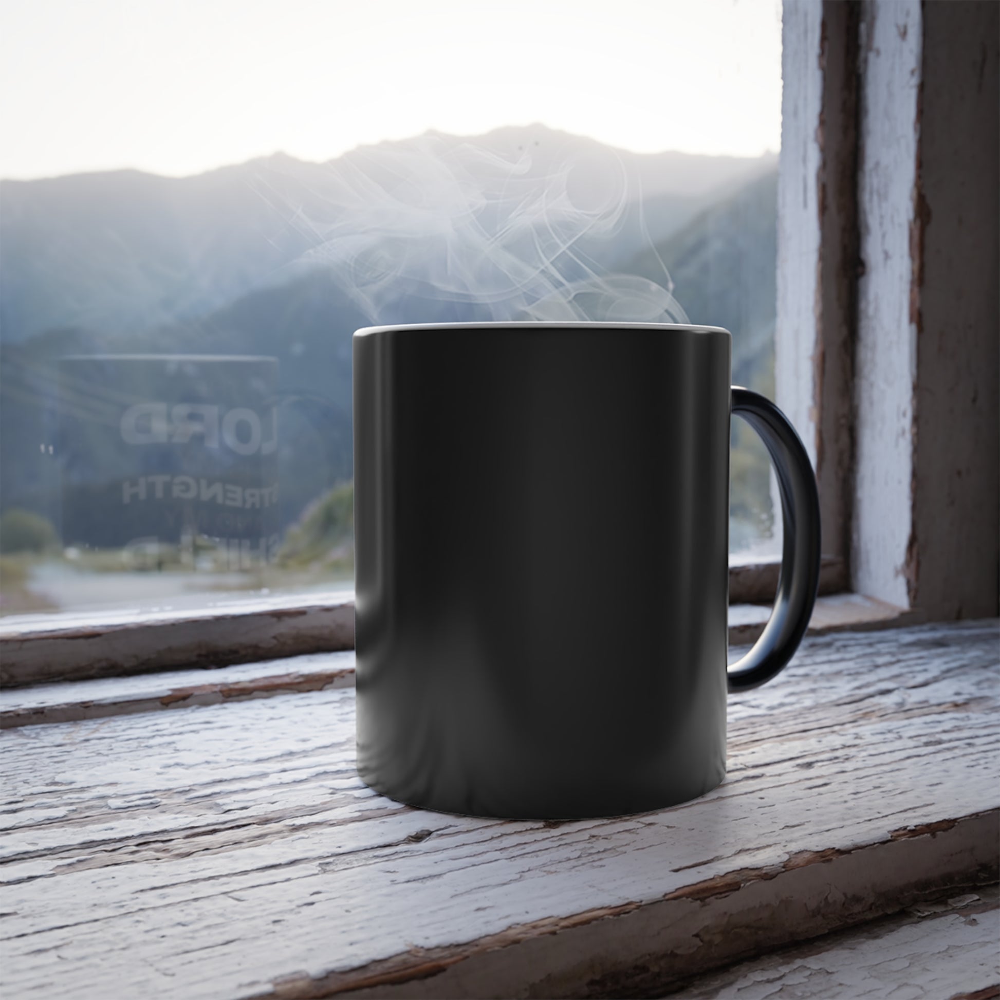 "The Lord Is My Strength and My Shield Psalm 28:7" Unisex  11oz Coffee Color Morphing Mug - The Shield of Light