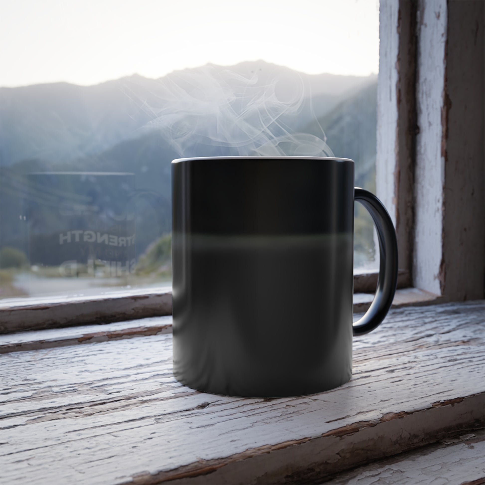 "The Lord Is My Strength and My Shield Psalm 28:7" Unisex  11oz Coffee Color Morphing Mug - The Shield of Light