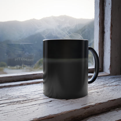 "The Lord Is My Strength and My Shield Psalm 28:7" Unisex  11oz Coffee Color Morphing Mug - The Shield of Light