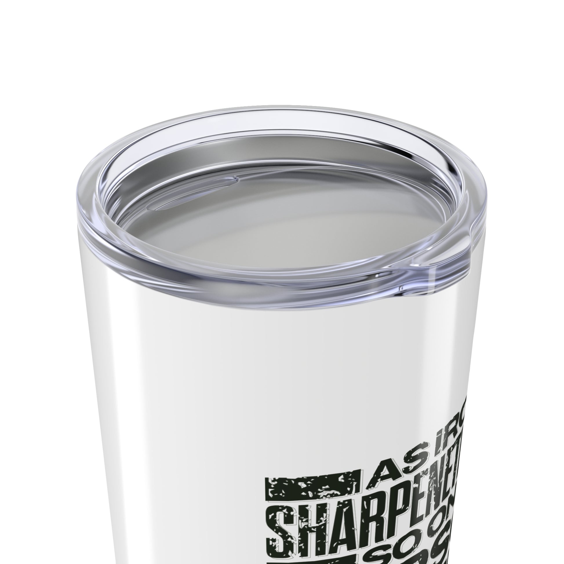 "As Iron Sharpeneth Iron So One Person Sharpens Another" Unisex Inspirational 20oz Tumbler Travel Cup - The Shield of Light