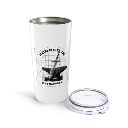 "Forged In Strength"  Unisex Inspirational 20oz Tumbler Travel Cup - The Shield of Light