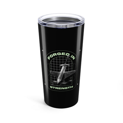 "Forged In Strength" Unisex Inspirational 20oz Tumbler Travel Cup - The Shield of Light