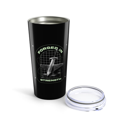 "Forged In Strength" Unisex Inspirational 20oz Tumbler Travel Cup - The Shield of Light