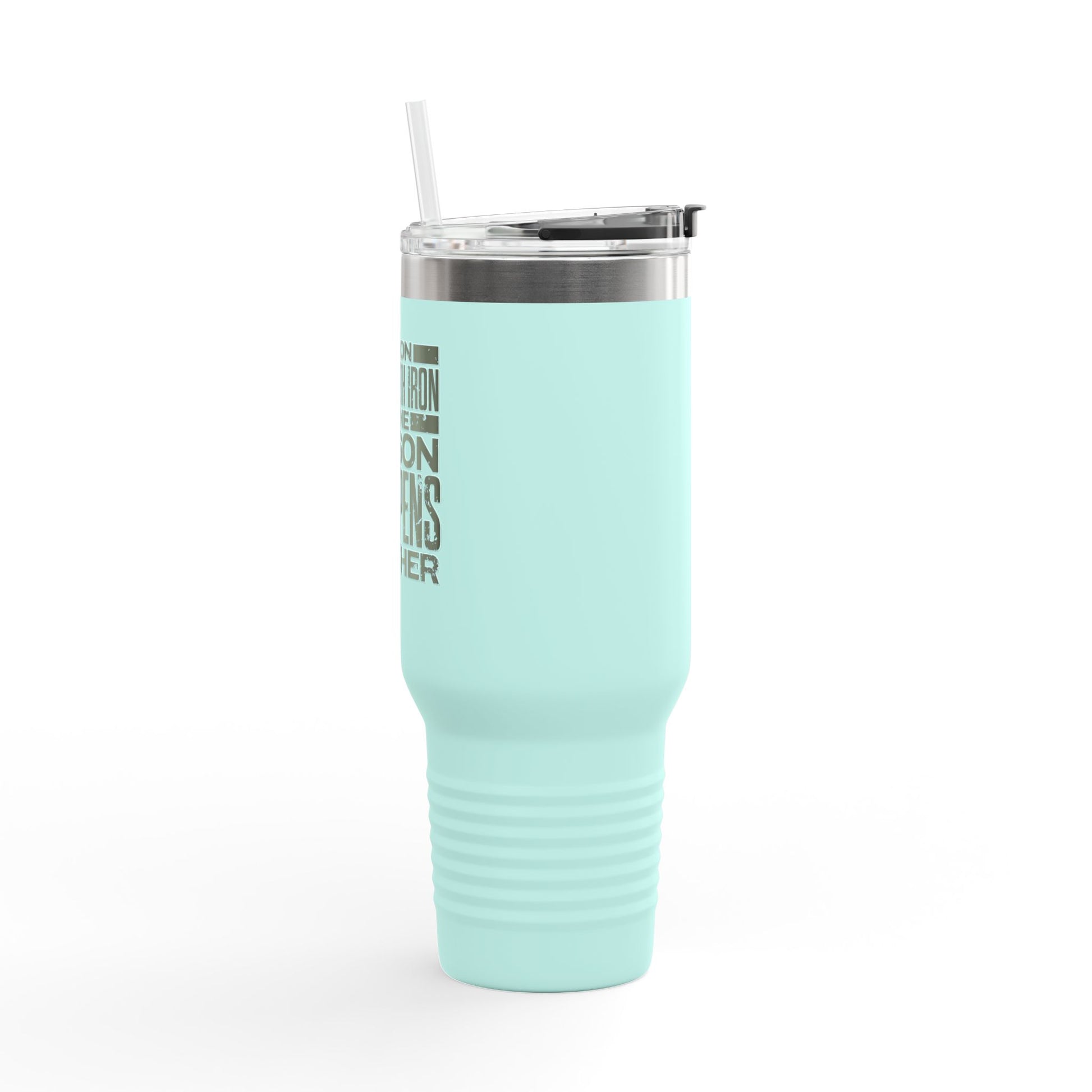 "As Iron Sharpeneth Iron So One Person Sharpens Another" Unisex Insulated Travel Mug, 40oz - The Shield of Light