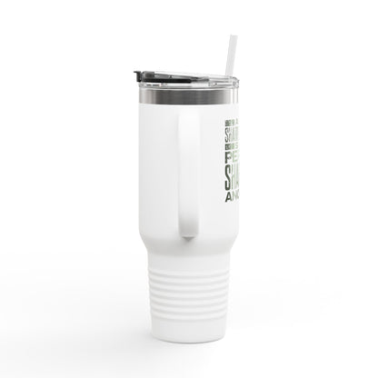 "As Iron Sharpeneth Iron So One Person Sharpens Another" Unisex Insulated Travel Mug, 40oz - The Shield of Light
