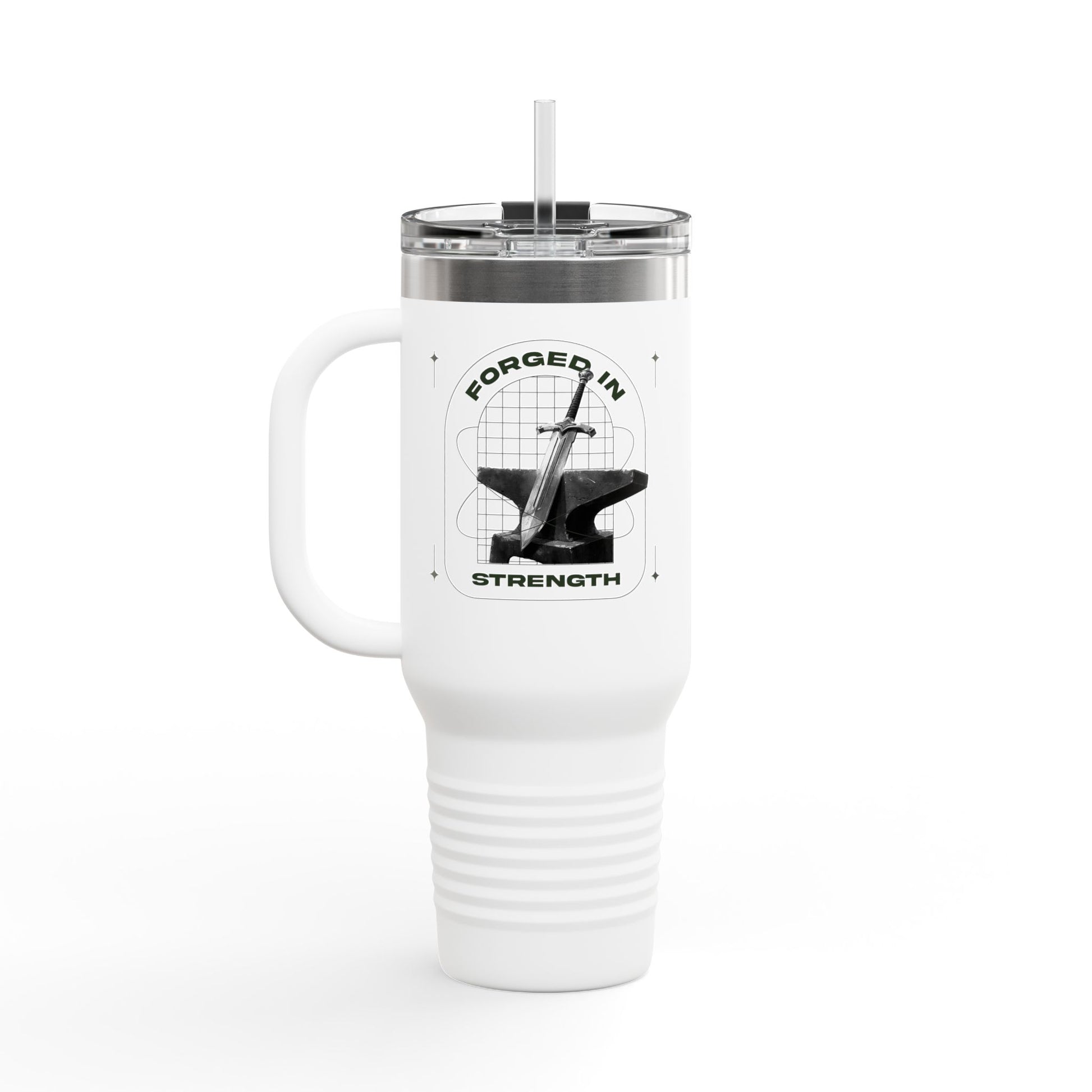 "Forged In Strength" Unisex Insulated Travel Mug, 40oz - The Shield of Light