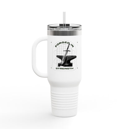 "Forged In Strength" Unisex Insulated Travel Mug, 40oz - The Shield of Light