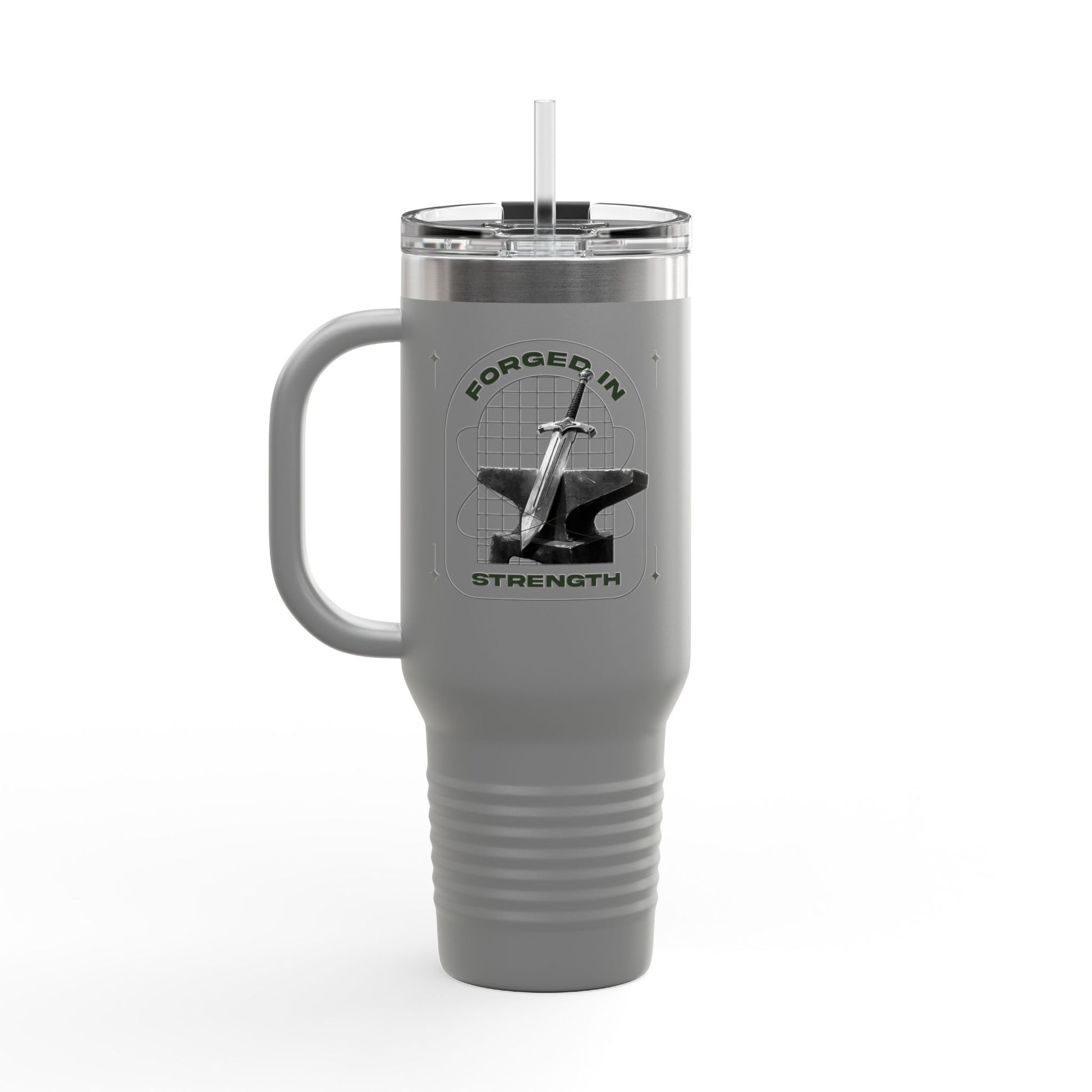 "Forged In Strength" Unisex Insulated Travel Mug, 40oz - The Shield of Light