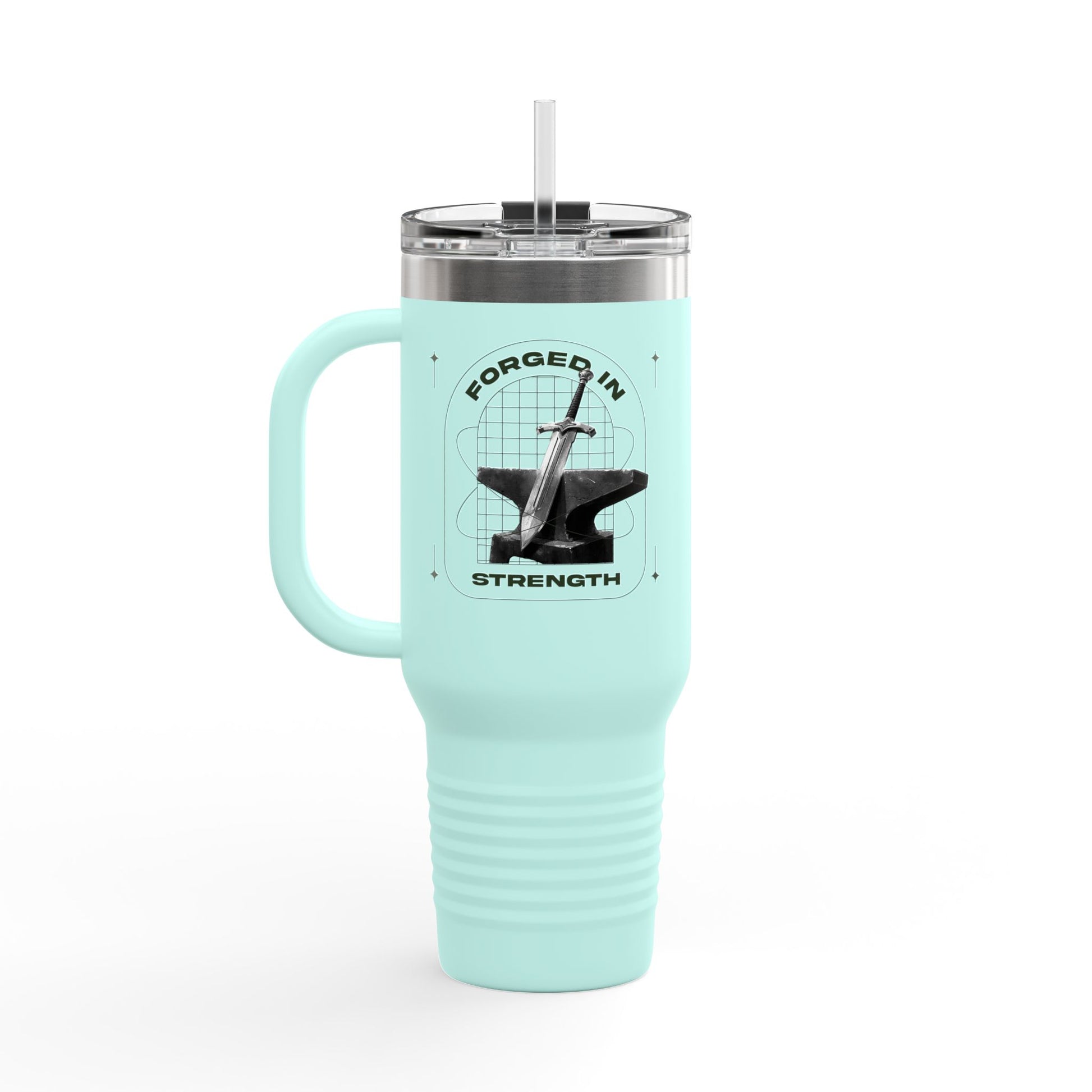 "Forged In Strength" Unisex Insulated Travel Mug, 40oz - The Shield of Light