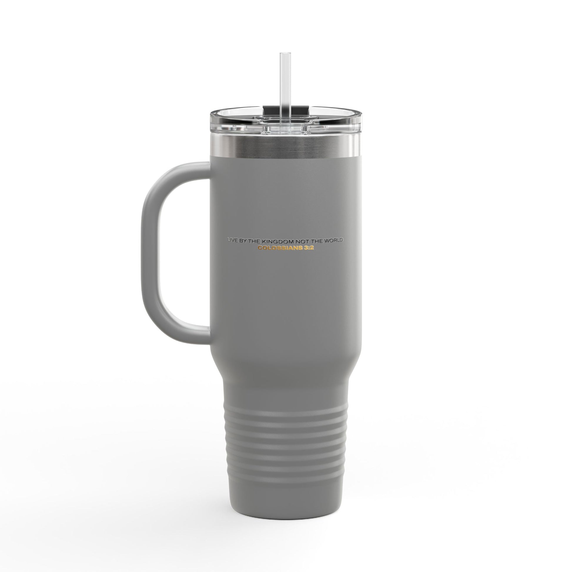 "Live By the Kingdom Not the World Colossians 3:2" Unisex Insulated Travel Mug, 40oz - The Shield of Light