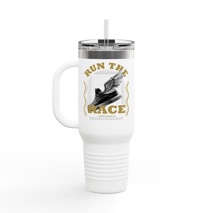 "Run The Race" Unisex Insulated Travel Mug, 40oz - The Shield of Light