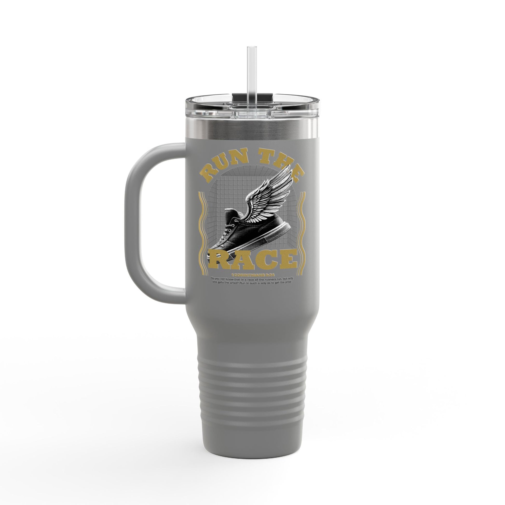 "Run The Race" Unisex Insulated Travel Mug, 40oz - The Shield of Light