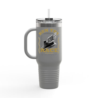 "Run The Race" Unisex Insulated Travel Mug, 40oz - The Shield of Light