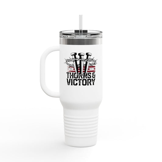 "Thorns & Victory" Unisex Insulated Travel Mug, 40oz - The Shield of Light