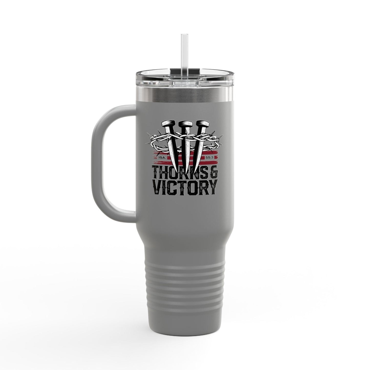 "Thorns & Victory" Unisex Insulated Travel Mug, 40oz - The Shield of Light