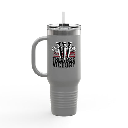 "Thorns & Victory" Unisex Insulated Travel Mug, 40oz - The Shield of Light
