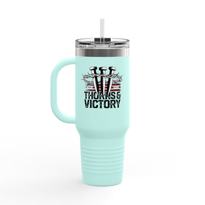 "Thorns & Victory" Unisex Insulated Travel Mug, 40oz - The Shield of Light