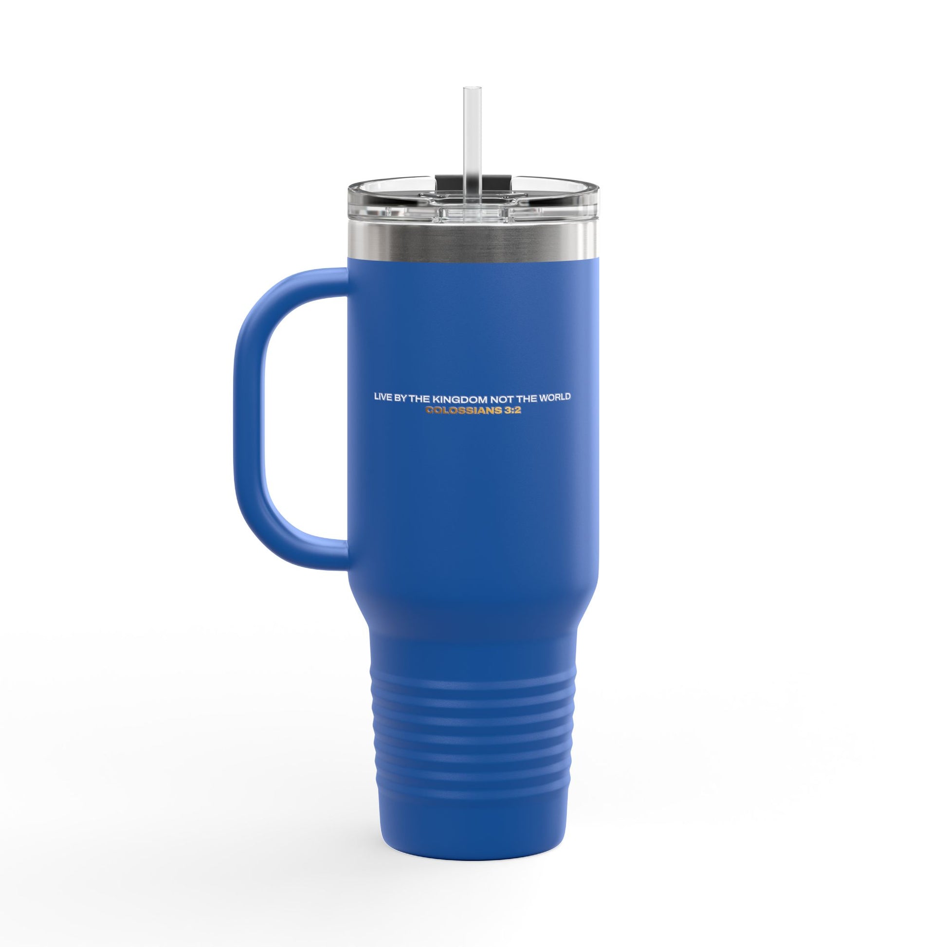 "Live By the Kingdom Not the World Colossians 3:2" Unisex Insulated Travel Mug, 40oz - The Shield of Light