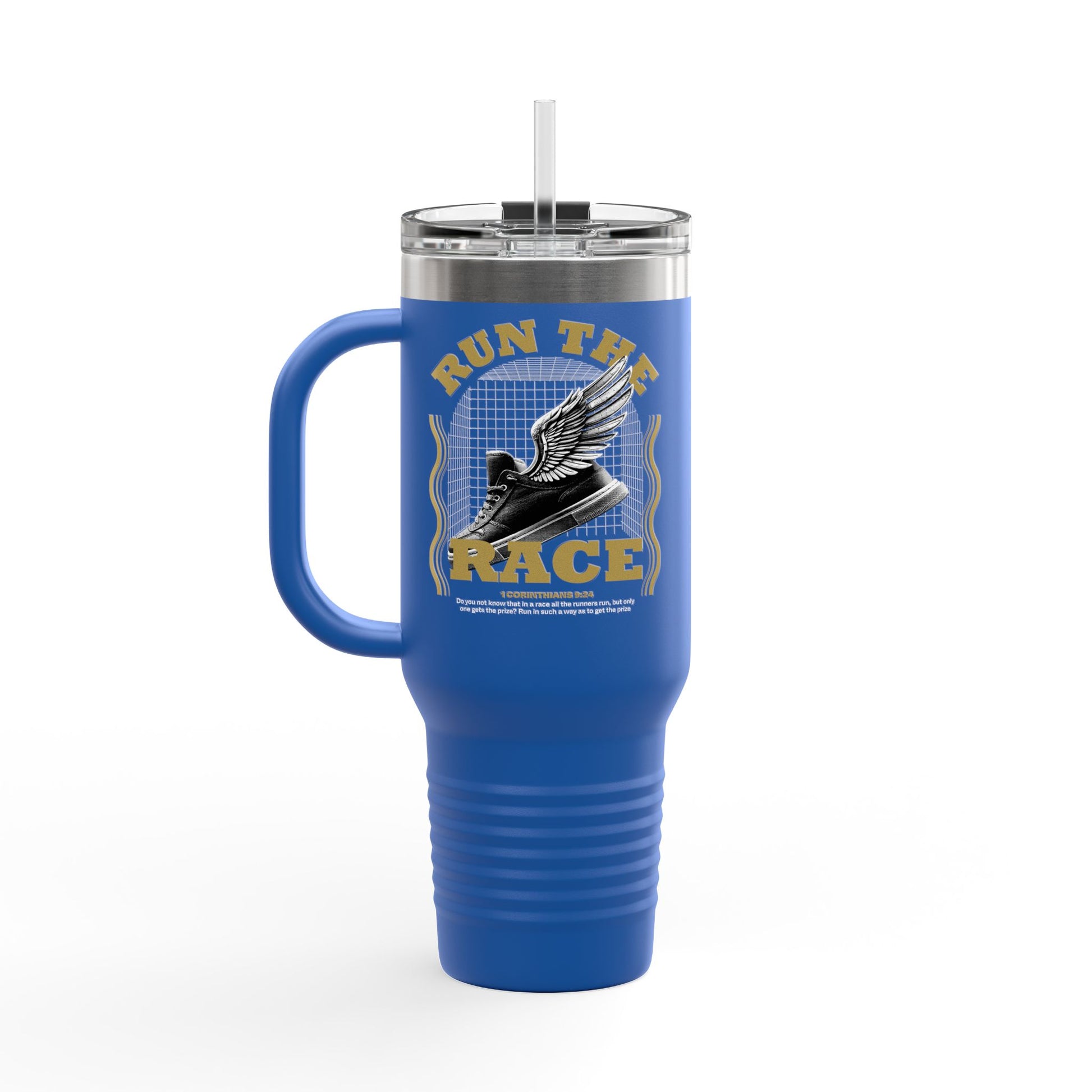 "Run The Race" Unisex Insulated Travel Mug, 40oz - The Shield of Light