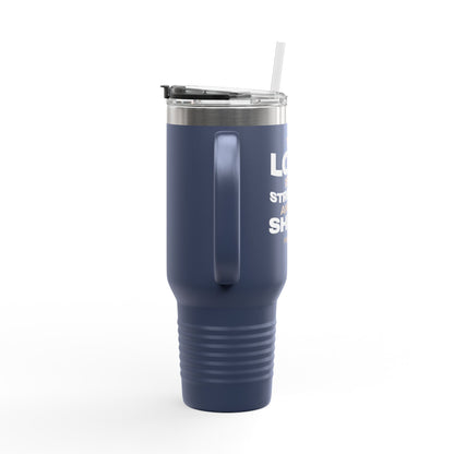 "The Lord Is My Strength and My Shield Psalm 28:7" Unisex Insulated Travel Mug, 40oz - The Shield of Light