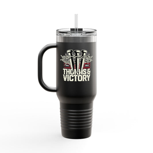 "Thorns & Victory" Unisex Insulated Travel Mug, 40oz - The Shield of Light