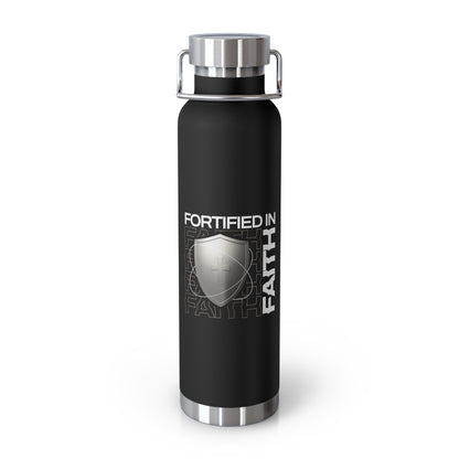 "Fortified In Faith " Unisex Inspirational Copper Vacuum Insulated Bottle - 22oz - The Shield of Light