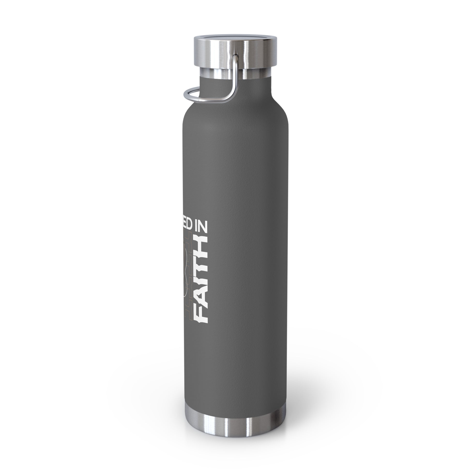 "Fortified In Faith " Unisex Inspirational Copper Vacuum Insulated Bottle - 22oz - The Shield of Light