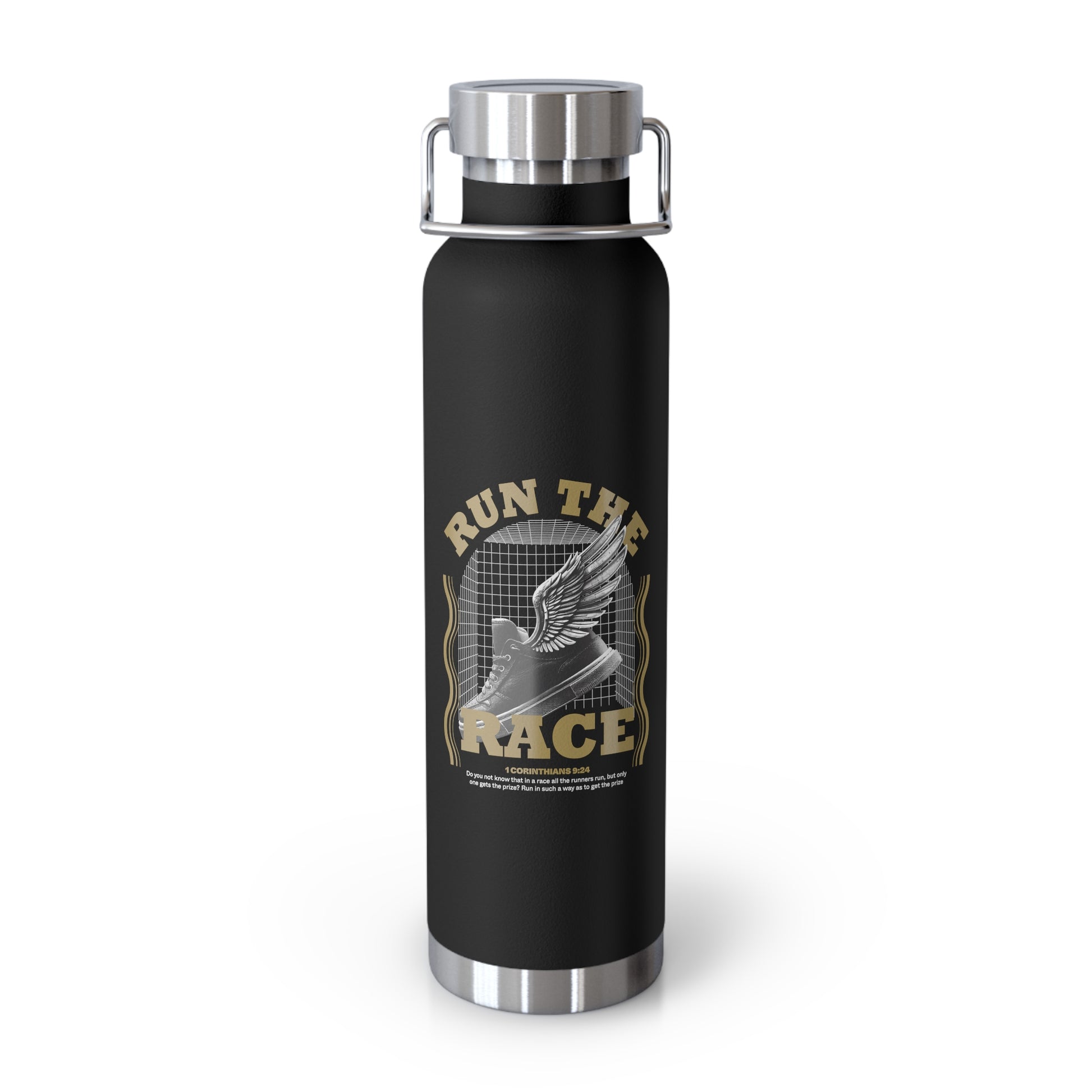 "Run The Race" Unisex Inspirational Copper Vacuum Insulated Bottle - 22oz - The Shield of Light