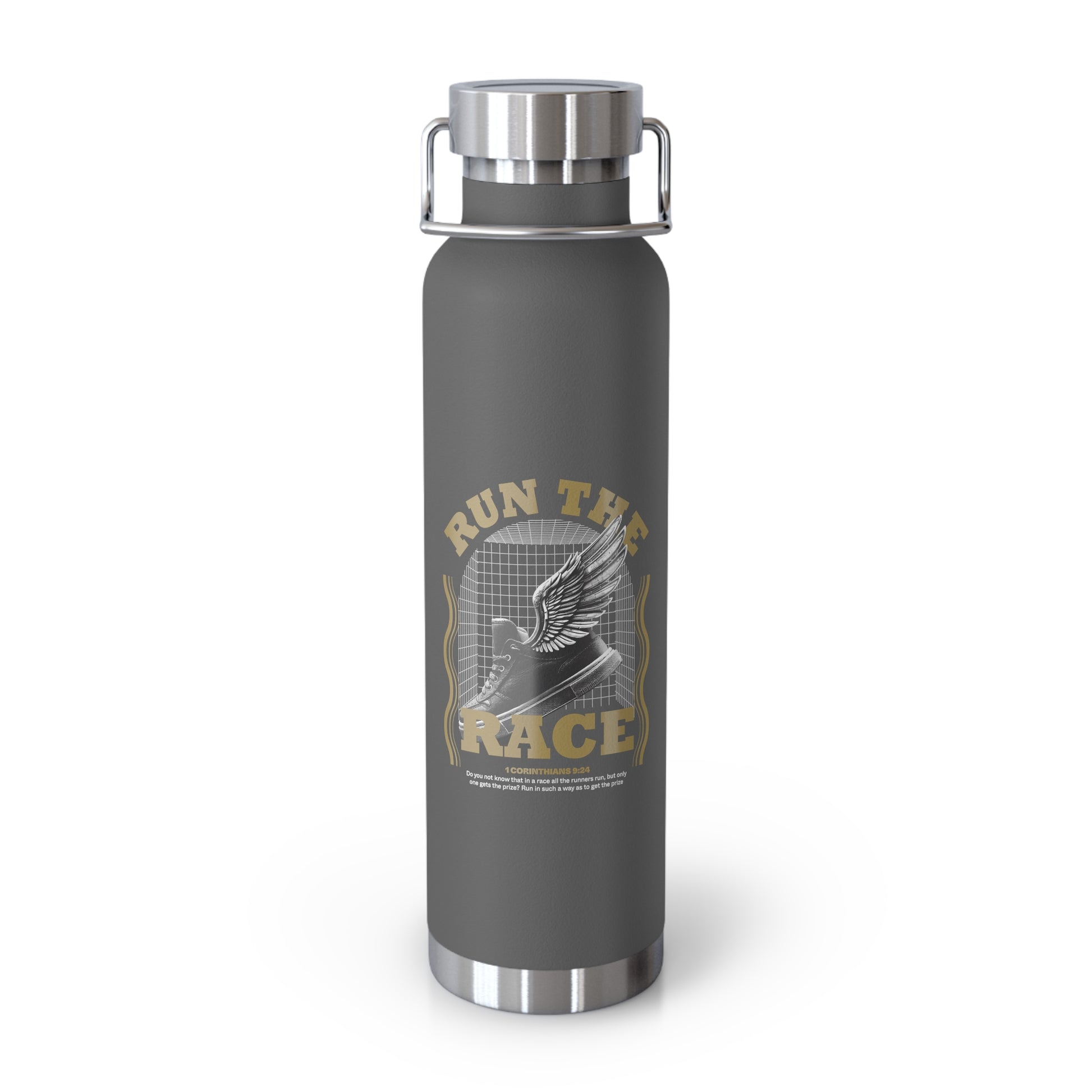 "Run The Race" Unisex Inspirational Copper Vacuum Insulated Bottle - 22oz - The Shield of Light