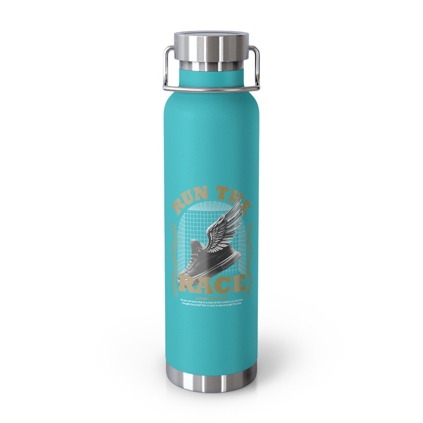 "Run The Race" Unisex Inspirational Copper Vacuum Insulated Bottle - 22oz - The Shield of Light