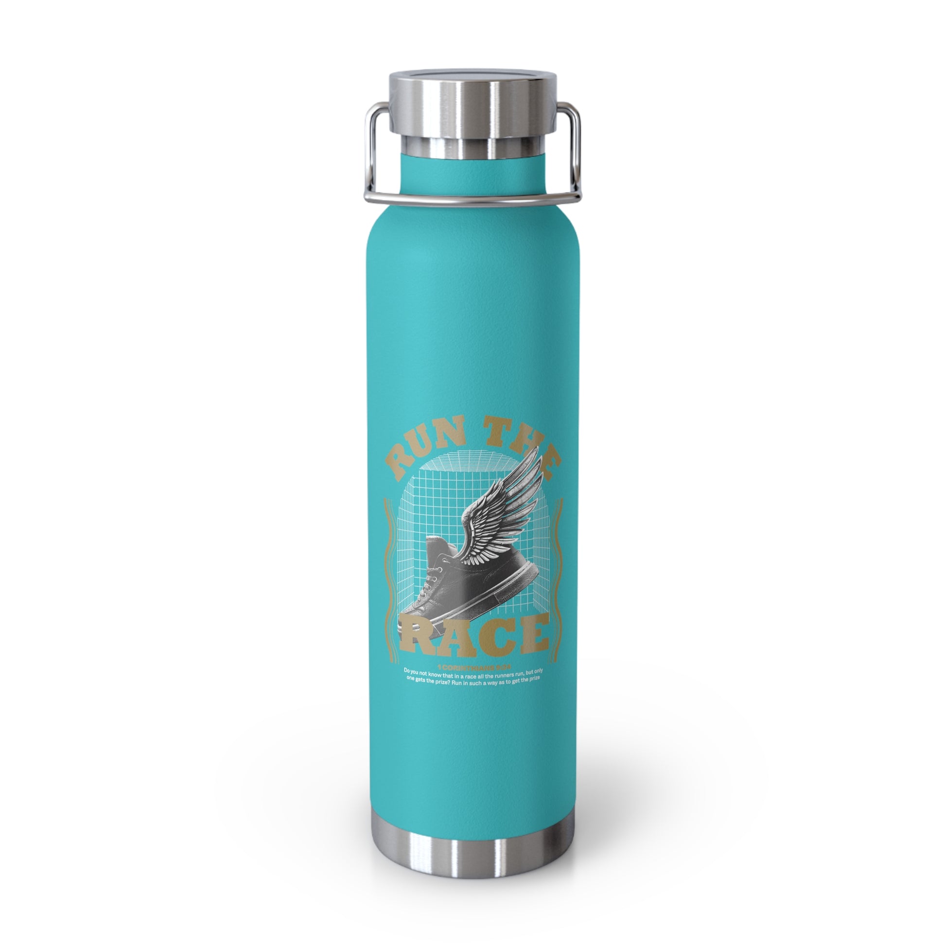 "Run The Race" Unisex Inspirational Copper Vacuum Insulated Bottle - 22oz - The Shield of Light