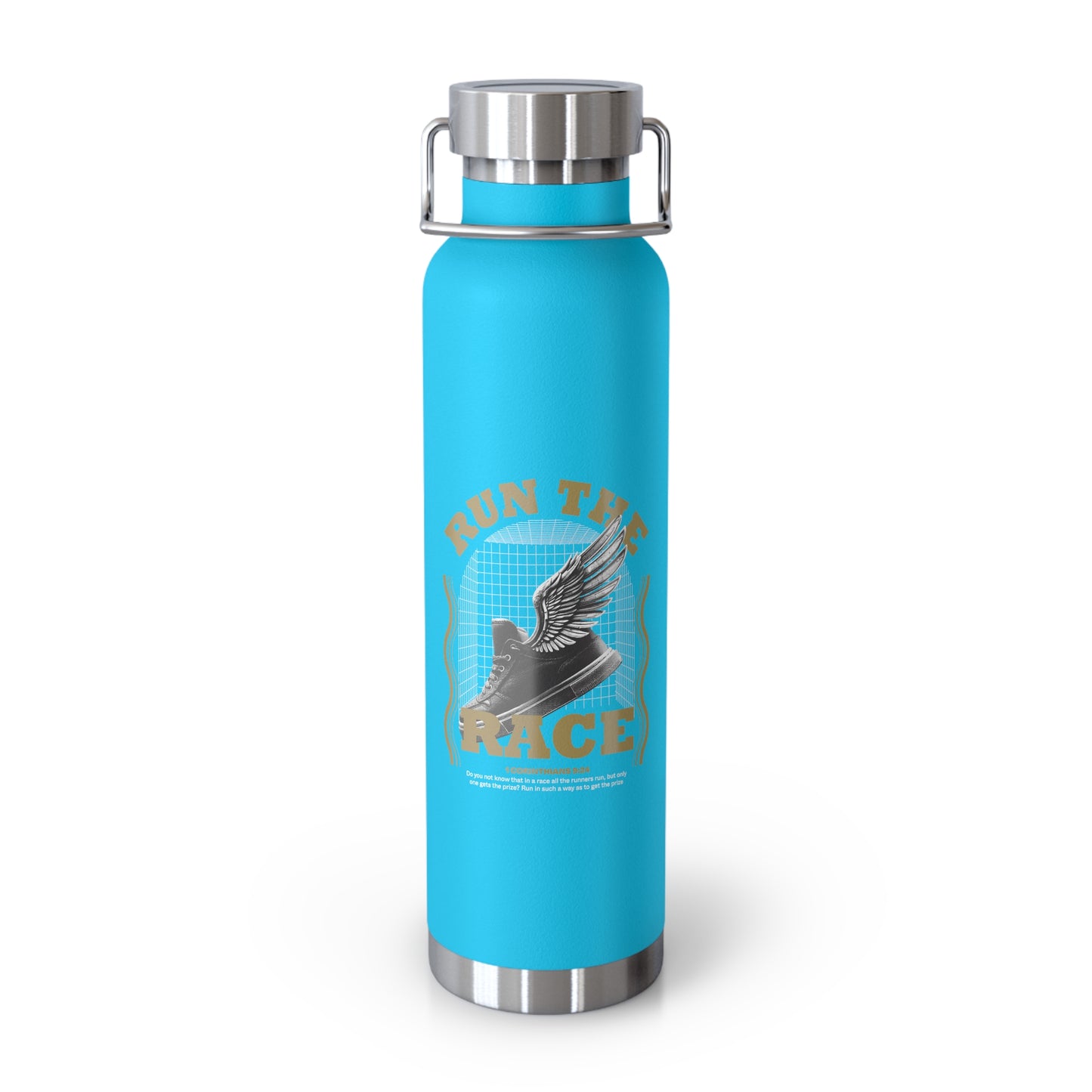 "Run The Race" Unisex Inspirational Copper Vacuum Insulated Bottle - 22oz - The Shield of Light