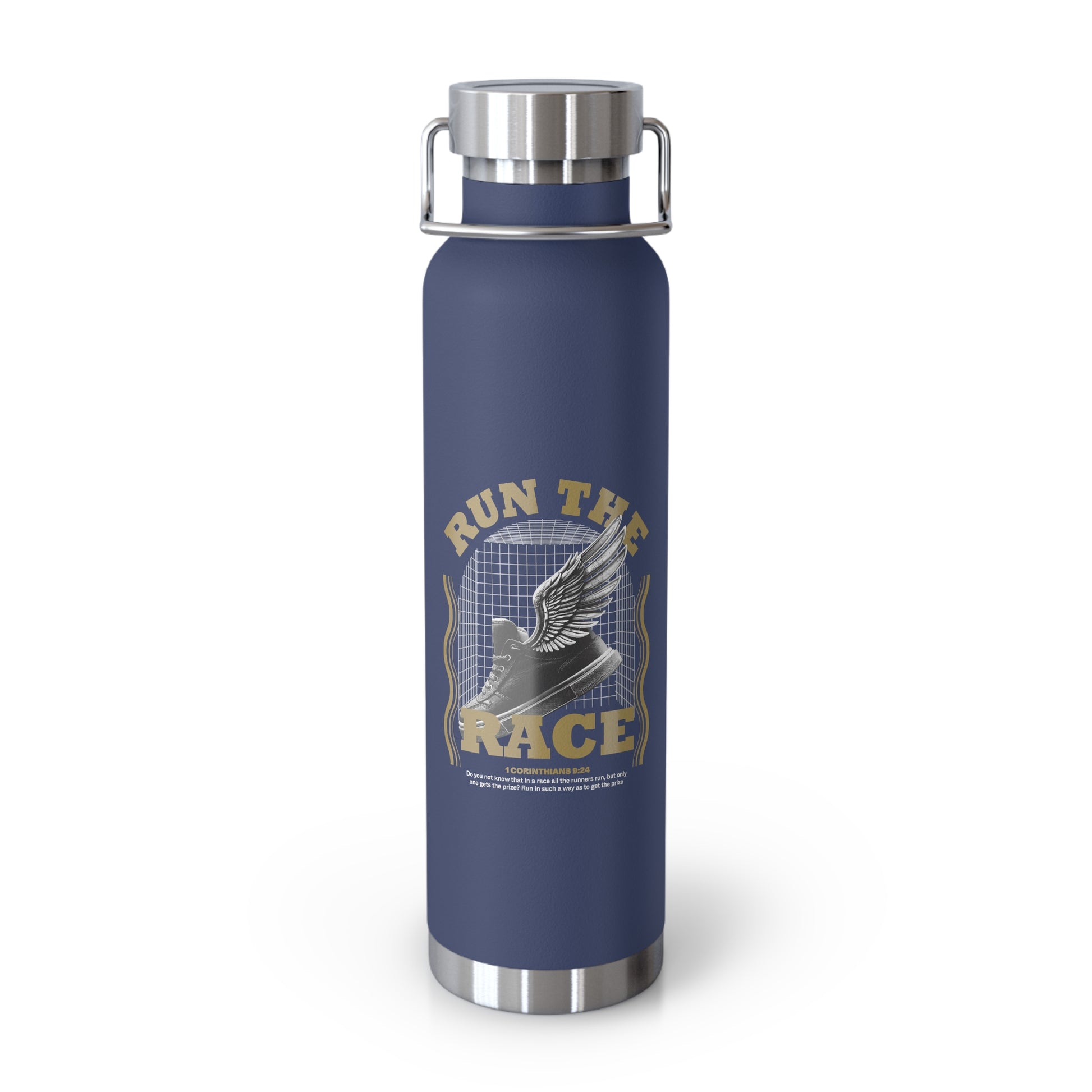 "Run The Race" Unisex Inspirational Copper Vacuum Insulated Bottle - 22oz - The Shield of Light