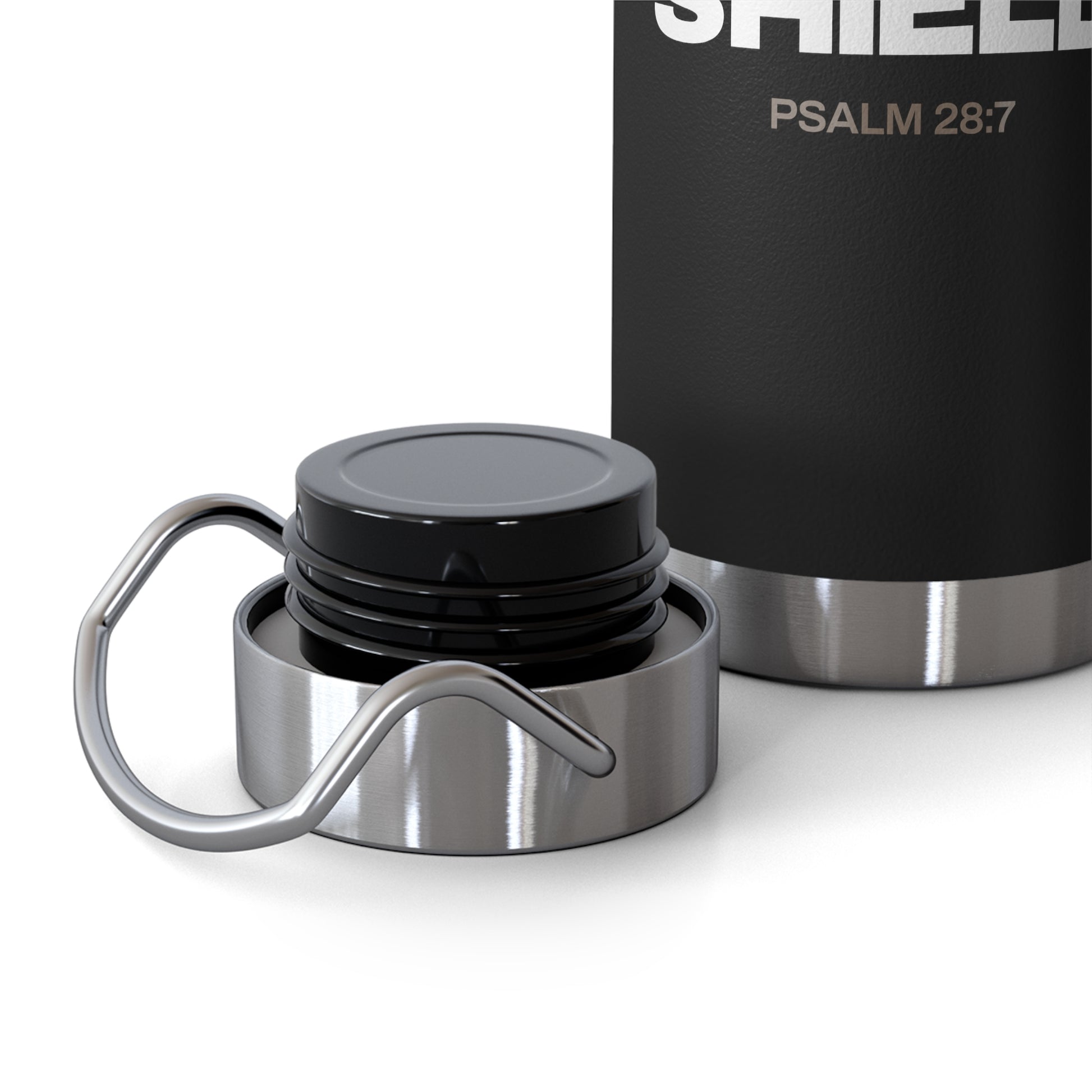 "The Lord Is My Strength and My Shield Psalm 28:7"  Unisex Inspirational Copper Vacuum Insulated Bottle - 22oz - The Shield of Light